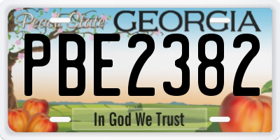 GA license plate PBE2382