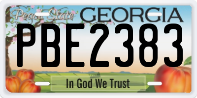GA license plate PBE2383