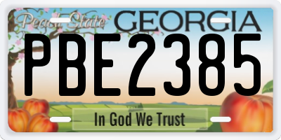 GA license plate PBE2385