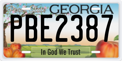 GA license plate PBE2387