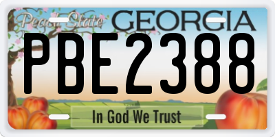 GA license plate PBE2388