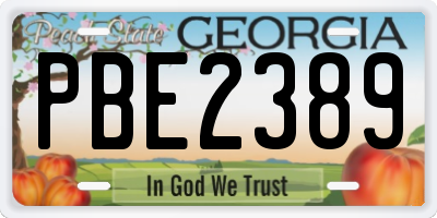 GA license plate PBE2389