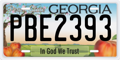 GA license plate PBE2393