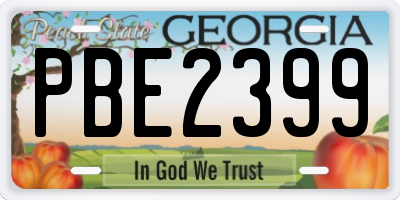 GA license plate PBE2399