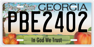 GA license plate PBE2402