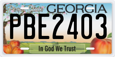 GA license plate PBE2403