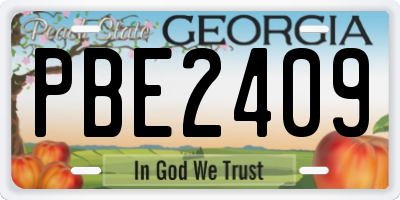 GA license plate PBE2409