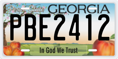 GA license plate PBE2412