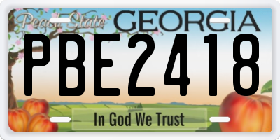 GA license plate PBE2418