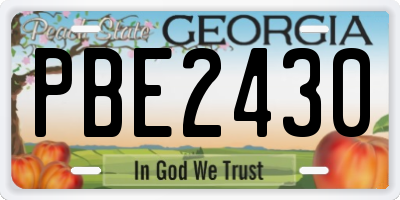 GA license plate PBE2430