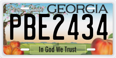 GA license plate PBE2434