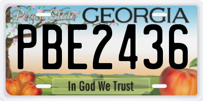 GA license plate PBE2436