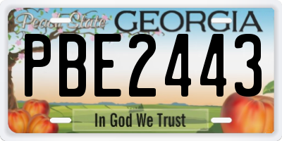 GA license plate PBE2443