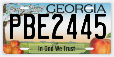 GA license plate PBE2445