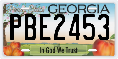 GA license plate PBE2453