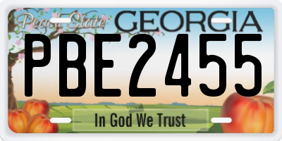 GA license plate PBE2455