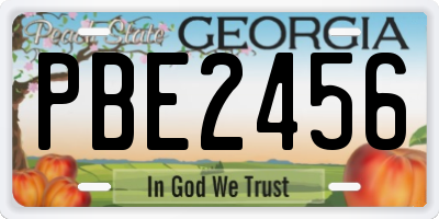 GA license plate PBE2456