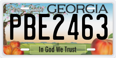GA license plate PBE2463