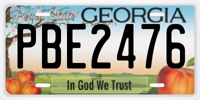 GA license plate PBE2476