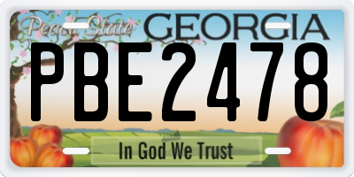 GA license plate PBE2478