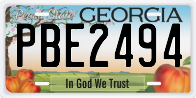 GA license plate PBE2494