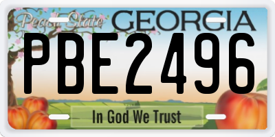 GA license plate PBE2496