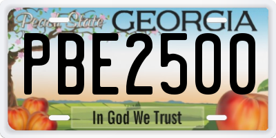 GA license plate PBE2500
