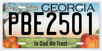 GA license plate PBE2501