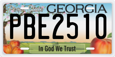 GA license plate PBE2510