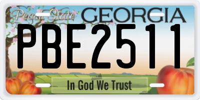 GA license plate PBE2511