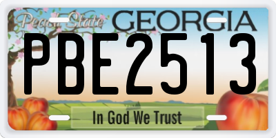 GA license plate PBE2513