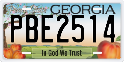 GA license plate PBE2514