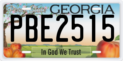 GA license plate PBE2515
