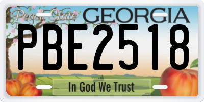 GA license plate PBE2518