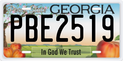 GA license plate PBE2519