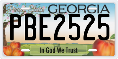 GA license plate PBE2525