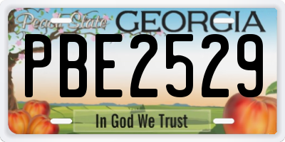 GA license plate PBE2529