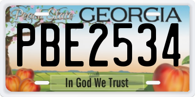 GA license plate PBE2534