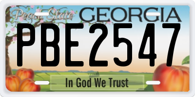 GA license plate PBE2547