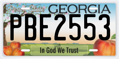 GA license plate PBE2553
