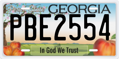 GA license plate PBE2554