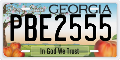 GA license plate PBE2555