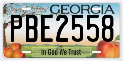 GA license plate PBE2558