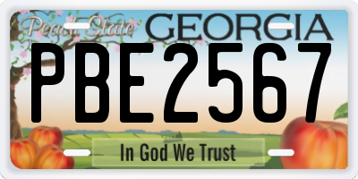 GA license plate PBE2567