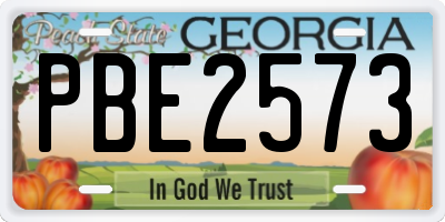 GA license plate PBE2573