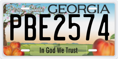 GA license plate PBE2574