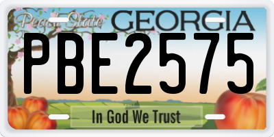 GA license plate PBE2575
