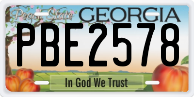 GA license plate PBE2578
