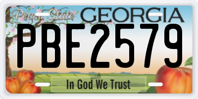 GA license plate PBE2579