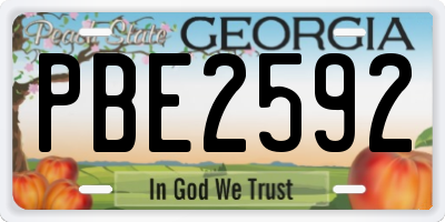 GA license plate PBE2592